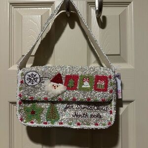 Festive Holiday Christmas Beaded Shoulder Bag